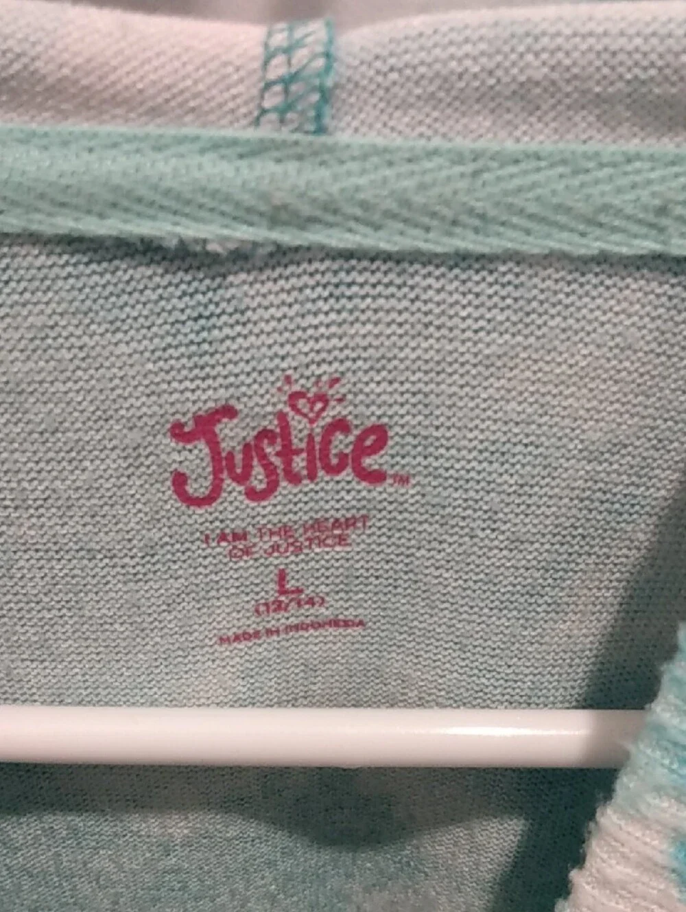 Justice Teal and White Tie-Dye Hoodie with Drawstring Hem